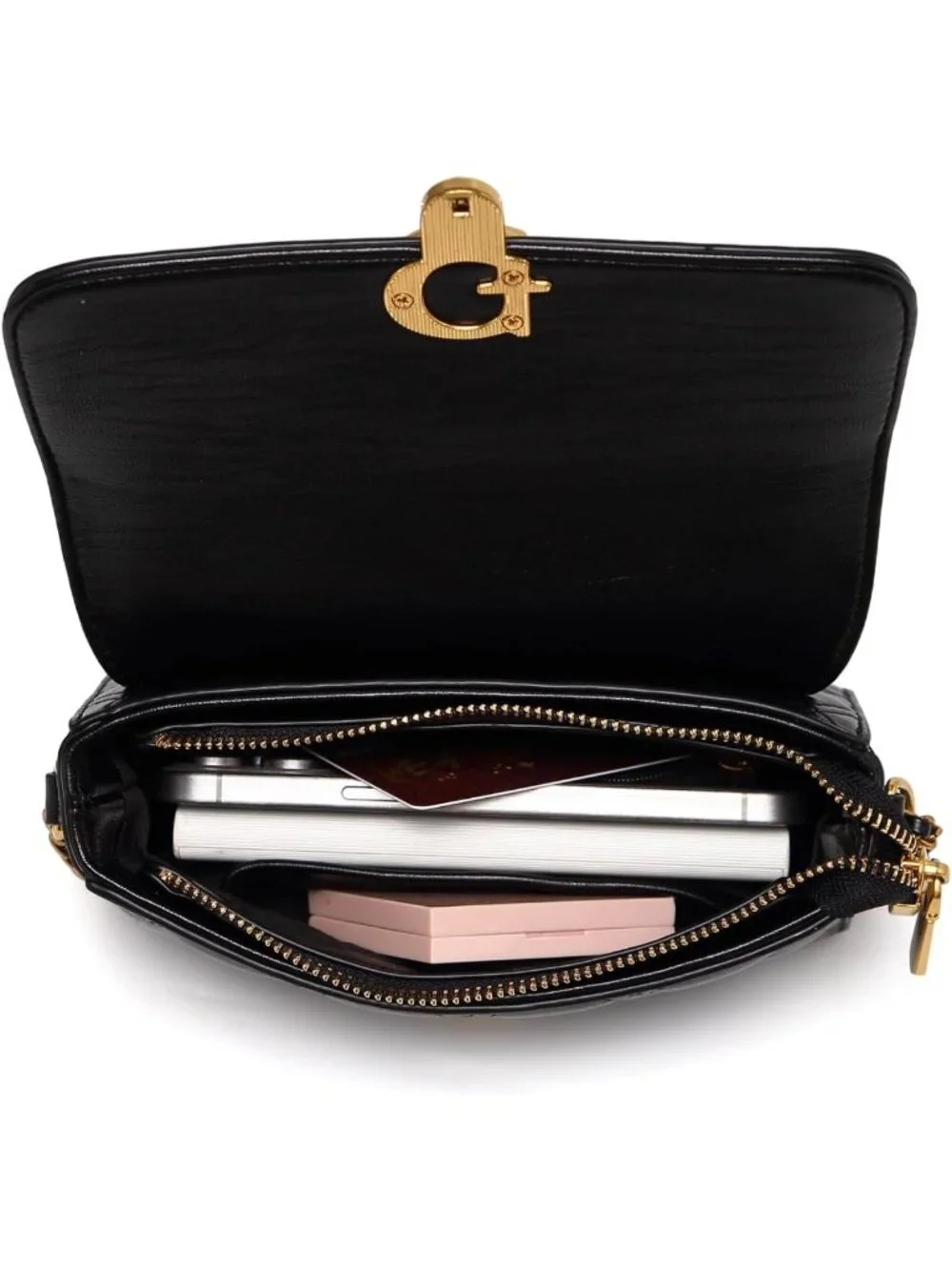 Quilted Mini Crossbody Bag with Gold Chain Strap & Top Handle Wallet - Small